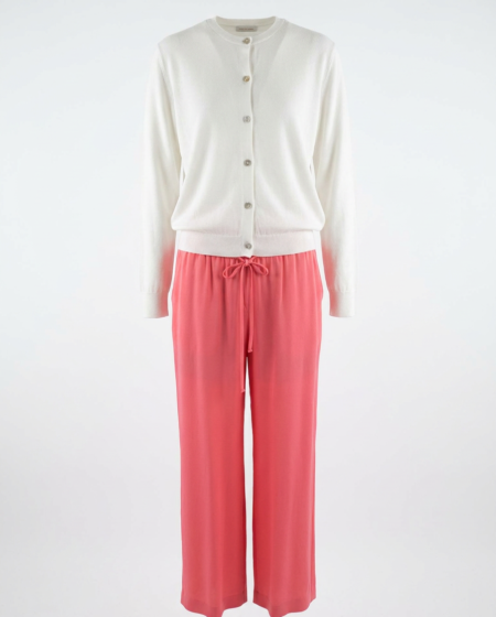 Cardigan bianco in maglia leggera con bottoni dorati