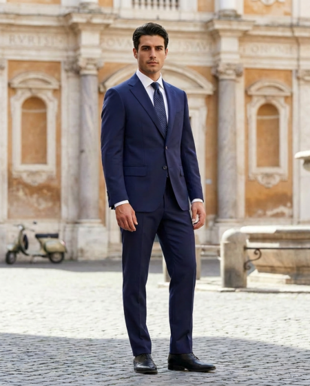 Abito Sartoriale Blu Cerimonia un petto made in Italy