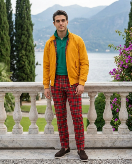 Giubbotto Baracuta Giallo + Pantalone Scozzese Golf — outdoor
