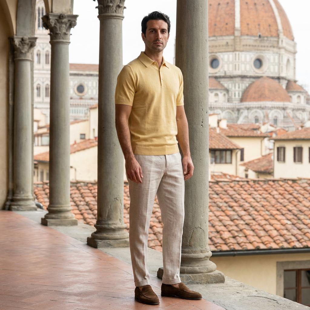Polo Serafino Sea Island Cotton - Giallino Chiaro — outdoor
