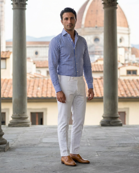 Camicia Barba Napoli Righe - Blu/Bianco — outdoor