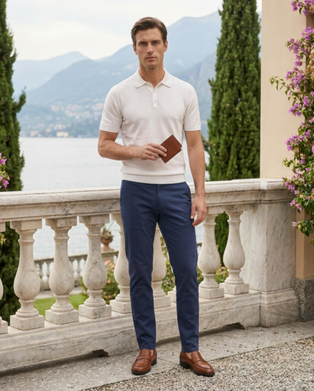 Pantaloni Cotone Senza Pences Luis - Blu Marine — outdoor