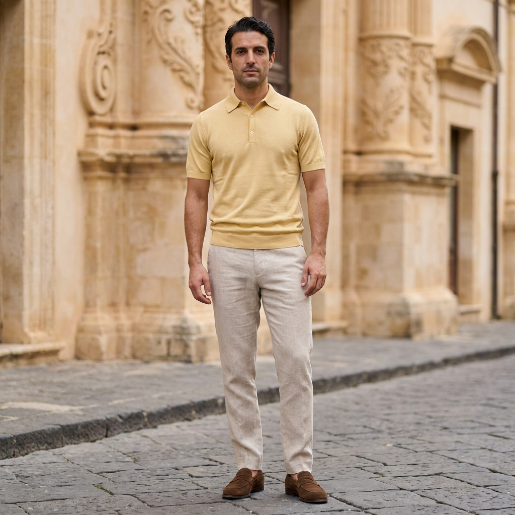 Polo Serafino Sea Island Cotton - Giallino Chiaro — outdoor 2