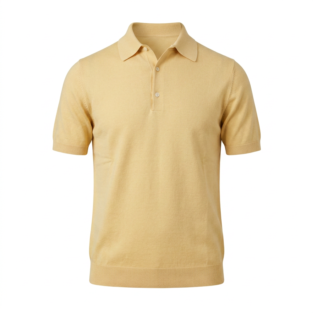 Polo Serafino Sea Island Cotton - Giallino Chiaro — product